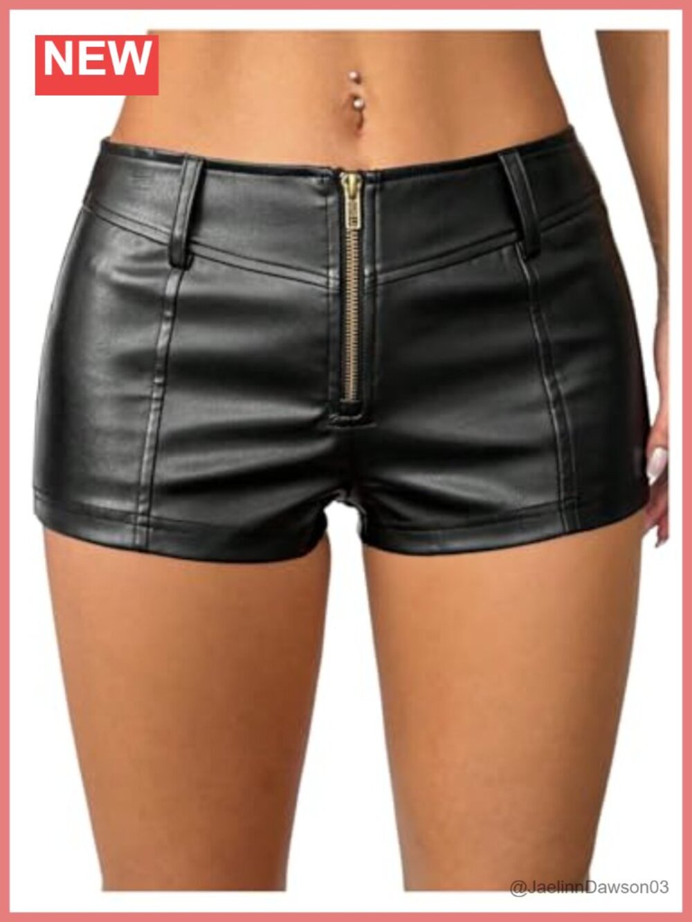 PU Leather Zipper Up Low Rise Rave Mini Shorts Faux Leather Party Club